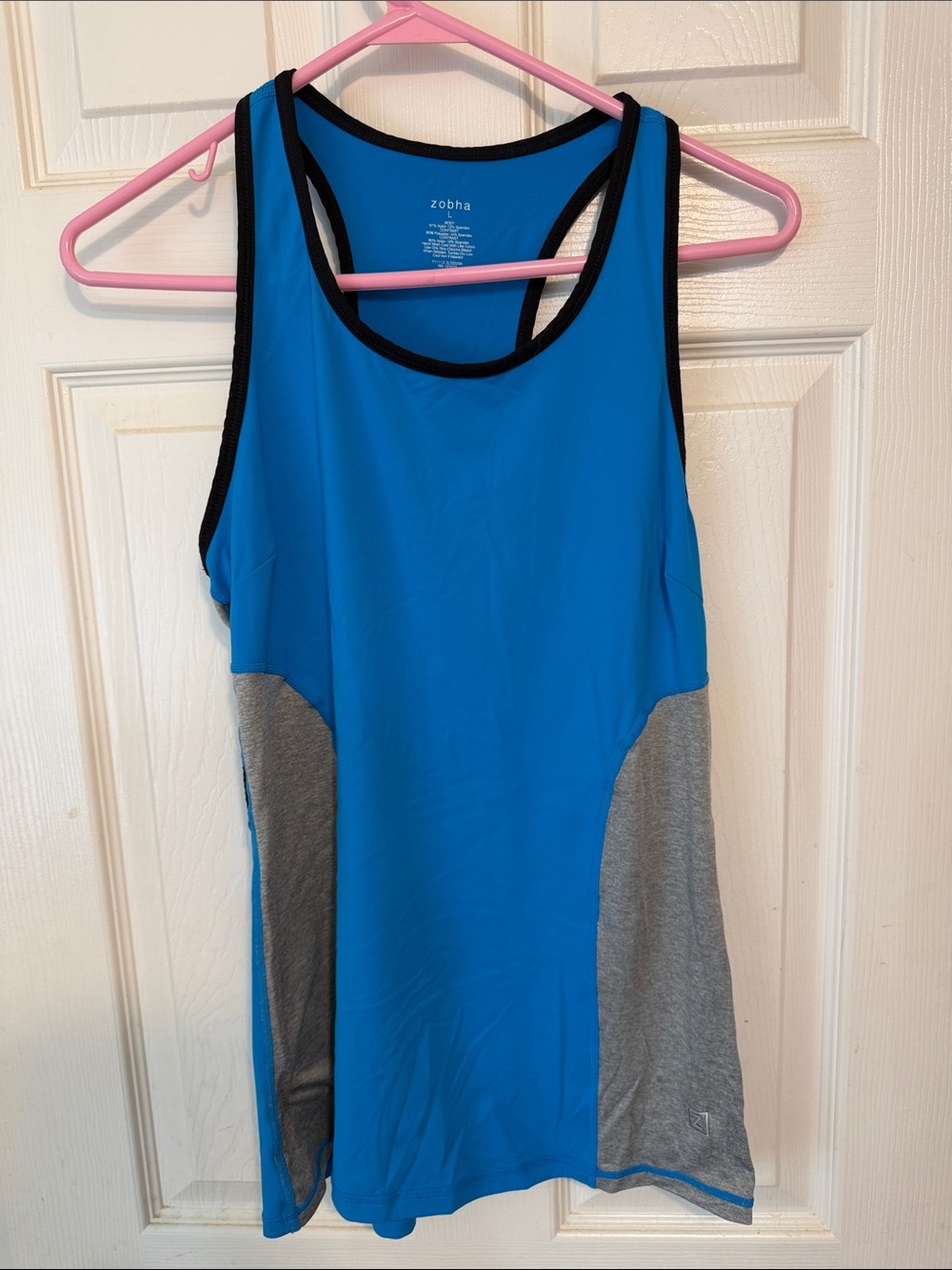 Zobha Turquoise Athletic Tank with Gray Side Panels and Black Trim